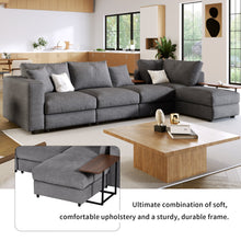 Carregar imagem no visualizador da galeria, Modern Large L-Shape Sectional Sofa for Living Room, 2 Pillows and 2 End Tables
