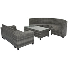 Carregar imagem no visualizador da galeria, 8-pieces Outdoor Wicker Round Sofa Set, Half-Moon Sectional Sets All Weather, Curved Sofa Set With Rectangular Coffee Table, PE Rattan Water-resistant and UV Protected, Movable Cushion, Gray
