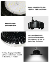 Load image into Gallery viewer, 200W LED High Bay Light (30,000lm) - Dimmable, 5000K, US Plug &amp; Play - Brighten Your Warehouse
