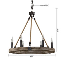 Cargar imagen en el visor de la galería, 6-Light Farmhouse Wooden Pendant Lighting
