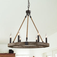 Load image into Gallery viewer, 6-Light Farmhouse Wooden Pendant Lighting
