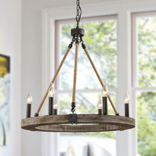 Load image into Gallery viewer, 6-Light Farmhouse Wooden Pendant Lighting
