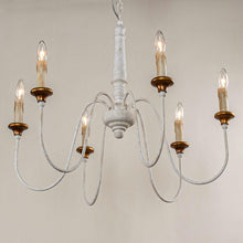 Cargar imagen en el visor de la galería, 6-Light French Country Candle-Style Chandelier in Distressed
