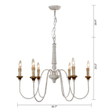 Cargar imagen en el visor de la galería, 6-Light French Country Candle-Style Chandelier in Distressed
