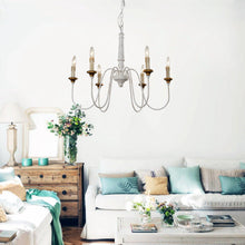 Load image into Gallery viewer, 6-Light French Country Candle-Style Chandelier in Distressed
