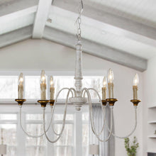 Cargar imagen en el visor de la galería, 6-Light French Country Candle-Style Chandelier in Distressed
