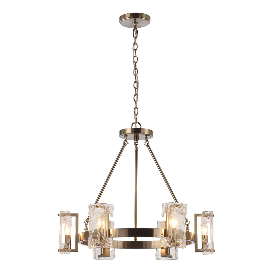 6-Light Modern Mattle Glass Wheel Chandelier