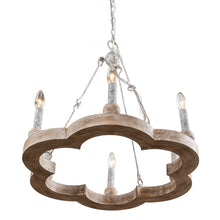 Load image into Gallery viewer, 6-Light Modern Wood Wheel Chandelier
