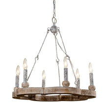 Cargar imagen en el visor de la galería, 6-Light Modern Wood Wheel Chandelier
