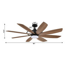 Cargar imagen en el visor de la galería, 60&quot; Antone Industrial DC Motor Downrod Mount Reversible Ceiling Fan with Lighting and Remote Control
