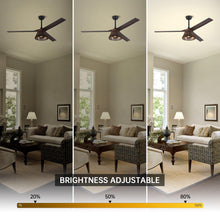 Carregar imagem no visualizador da galeria, 60&quot; Farmhouse Downrod Mount Reversible Ceiling Fan with Lighting and Remote Control
