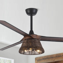 Load image into Gallery viewer, 60&quot; Farmhouse Downrod Mount Reversible Ceiling Fan with Lighting and Remote Control
