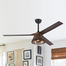 Carregar imagem no visualizador da galeria, 60&quot; Farmhouse Downrod Mount Reversible Ceiling Fan with Lighting and Remote Control
