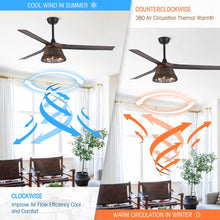 Carregar imagem no visualizador da galeria, 60&quot; Farmhouse Downrod Mount Reversible Ceiling Fan with Lighting and Remote Control
