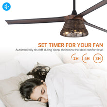 Load image into Gallery viewer, 60&quot; Farmhouse Downrod Mount Reversible Ceiling Fan with Lighting and Remote Control
