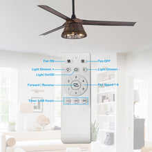 Carregar imagem no visualizador da galeria, 60&quot; Farmhouse Downrod Mount Reversible Ceiling Fan with Lighting and Remote Control
