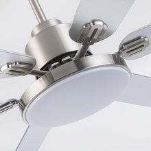 Load image into Gallery viewer, 60&quot; Lucknow Modern Satin Nickel DC Motor Downrod Mount Reversible Ceiling Fan with Lighting and Remote Control
