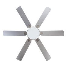 Load image into Gallery viewer, 60&quot; Lucknow Modern Satin Nickel DC Motor Downrod Mount Reversible Ceiling Fan with Lighting and Remote Control
