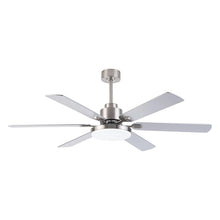 Load image into Gallery viewer, 60&quot; Lucknow Modern Satin Nickel DC Motor Downrod Mount Reversible Ceiling Fan with Lighting and Remote Control
