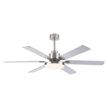 Carregar imagem no visualizador da galeria, 60&quot; Lucknow Modern Satin Nickel DC Motor Downrod Mount Reversible Ceiling Fan with Lighting and Remote Control
