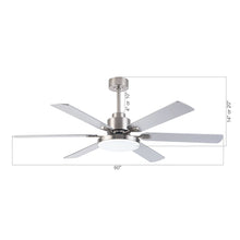 Load image into Gallery viewer, 60&quot; Lucknow Modern Satin Nickel DC Motor Downrod Mount Reversible Ceiling Fan with Lighting and Remote Control
