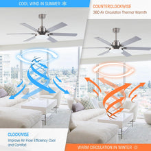 Load image into Gallery viewer, 60&quot; Lucknow Modern Satin Nickel DC Motor Downrod Mount Reversible Ceiling Fan with Lighting and Remote Control
