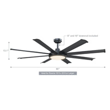 Load image into Gallery viewer, 60&quot; Industrial DC Motor Downrod Mount Ceiling Fan with Lighting and Remote Control
