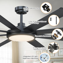 Carregar imagem no visualizador da galeria, 60&quot; Industrial DC Motor Downrod Mount Ceiling Fan with Lighting and Remote Control
