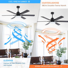 Carregar imagem no visualizador da galeria, 60&quot; Industrial DC Motor Downrod Mount Reversible Ceiling Fan with Lighting and Remote Control
