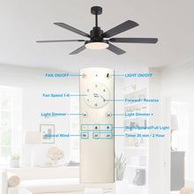 Load image into Gallery viewer, 60&quot; Industrial DC Motor Downrod Mount Reversible Ceiling Fan with Lighting and Remote Control
