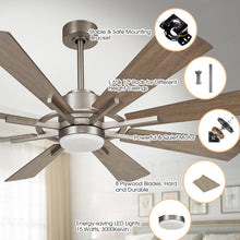 Carregar imagem no visualizador da galeria, 60&quot; Oretha Windmill DC Ceiling Fan with LED Lighting
