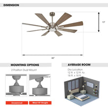 Carregar imagem no visualizador da galeria, 60&quot; Oretha Windmill DC Ceiling Fan with LED Lighting
