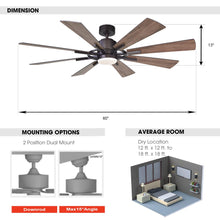 Cargar imagen en el visor de la galería, 60&quot; Oretha Windmill DC Ceiling Fan with LED Lighting
