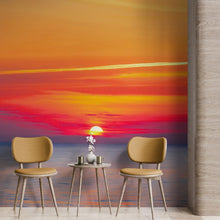 Cargar imagen en el visor de la galería, Red Sky Sunset over Beach Wall Mural Decal Sticker #6005
