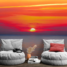 Cargar imagen en el visor de la galería, Red Sky Sunset over Beach Wall Mural Decal Sticker #6005
