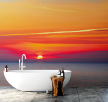 Cargar imagen en el visor de la galería, Red Sky Sunset over Beach Wall Mural Decal Sticker #6005
