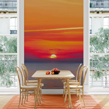 Cargar imagen en el visor de la galería, Red Sky Sunset over Beach Wall Mural Decal Sticker #6005
