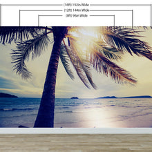 Load image into Gallery viewer, Beach Palm Tree Coastline Sunset Wall Mural #6040
