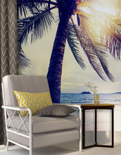 Load image into Gallery viewer, Beach Palm Tree Coastline Sunset Wall Mural #6040
