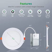 Load image into Gallery viewer, 5 in. &amp; 6 in. 12W LED Slim Panel Lights with 5CCT Selectable, Dimmable, and ETL Listed LED Downlight with Junction Box
