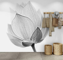 Carregar imagem no visualizador da galeria, Black and White Lotus Flower Wall Mural #6116
