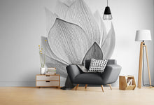 Cargar imagen en el visor de la galería, Black and White Lotus Flower Wall Mural #6116
