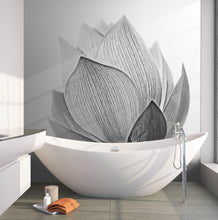 Cargar imagen en el visor de la galería, Black and White Lotus Flower Wall Mural #6116
