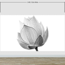 Cargar imagen en el visor de la galería, Black and White Lotus Flower Wall Mural #6116
