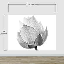 Cargar imagen en el visor de la galería, Black and White Lotus Flower Wall Mural #6116
