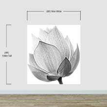 Cargar imagen en el visor de la galería, Black and White Lotus Flower Wall Mural #6116
