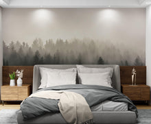 Load image into Gallery viewer, Misty Pine Forest Wall Mural. Peaceful Foggy Morning Scenery. #6122
