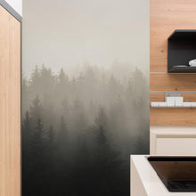 Load image into Gallery viewer, Misty Pine Forest Wall Mural. Peaceful Foggy Morning Scenery. #6122
