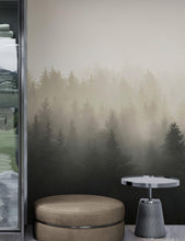 Carregar imagem no visualizador da galeria, Misty Pine Forest Wall Mural. Peaceful Foggy Morning Scenery. #6122
