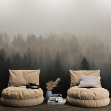 Load image into Gallery viewer, Misty Pine Forest Wall Mural. Peaceful Foggy Morning Scenery. #6122
